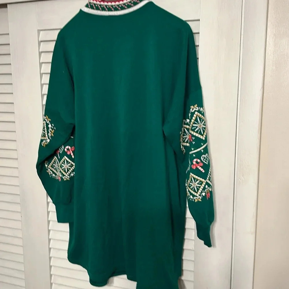 VINTAGE RARE BEAUTIFUL holiday christmas sweater/dress by Bernette OSFA Green - Picture 10 of 13